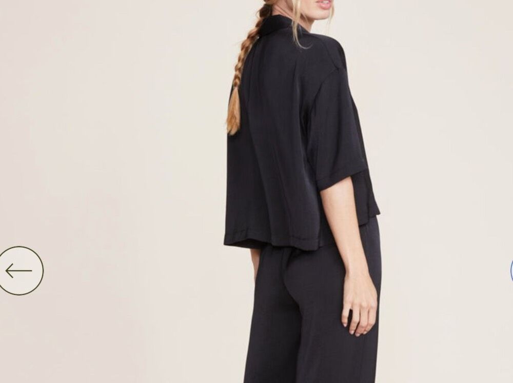 Barefoot Dreams $118 Washed Satin Cropped Dream Shirt 1X NEW - Picture 3 of 4